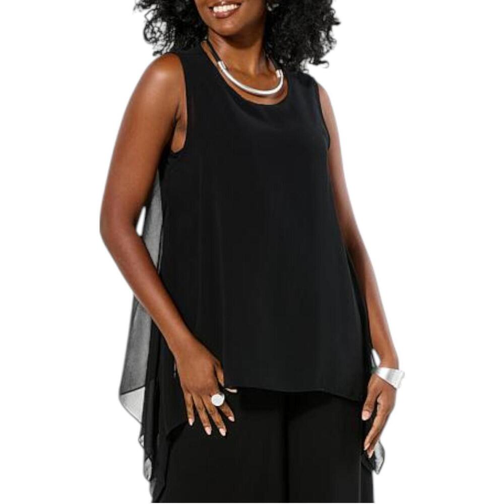 WynneLayers Women's Chiffon Overlay Tank Black - Regular